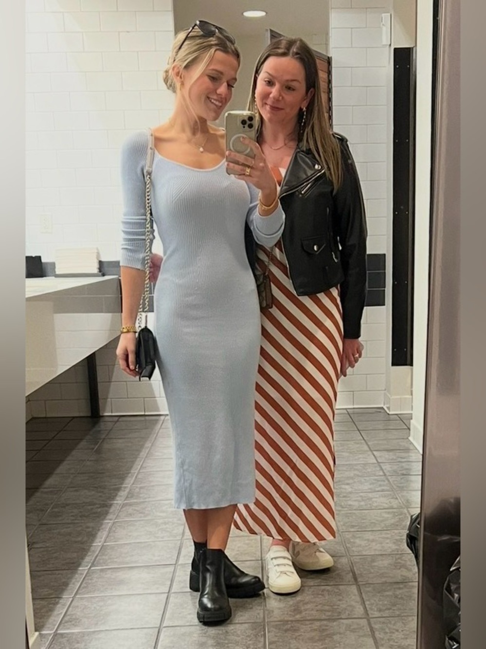 Light Blue Ribbed Scoop Neck Midi Dress - very thick and flattering!